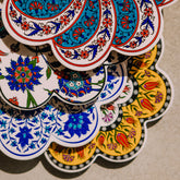 Blue Trim & Red Flowers Turkish Trivet
